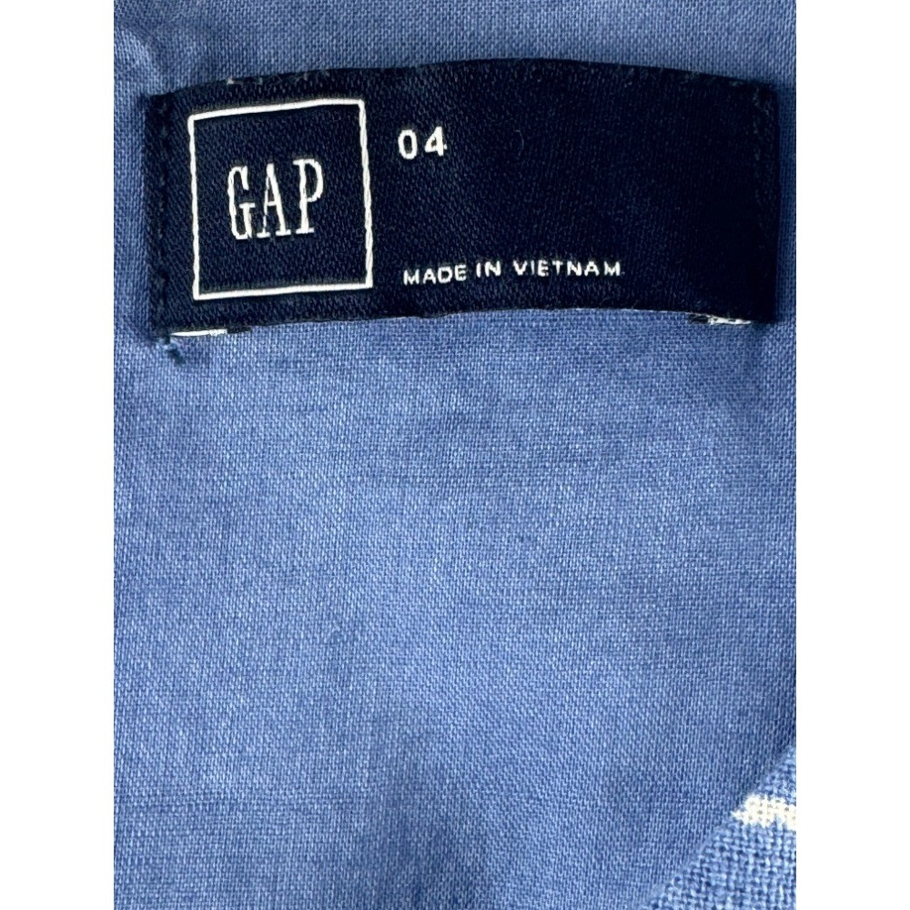 GAP Womens Blue White Striped Linen Cotton Fit & Flare Dress Size 4 Sleeveless - Picture 3 of 8